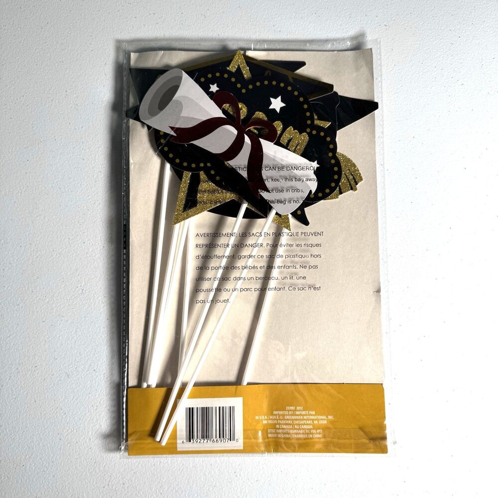 Graduation 7 Pc Photo Props - Party Decor‎ and One Grad Cap Decoration Cap Cover - Picture 3 of 5